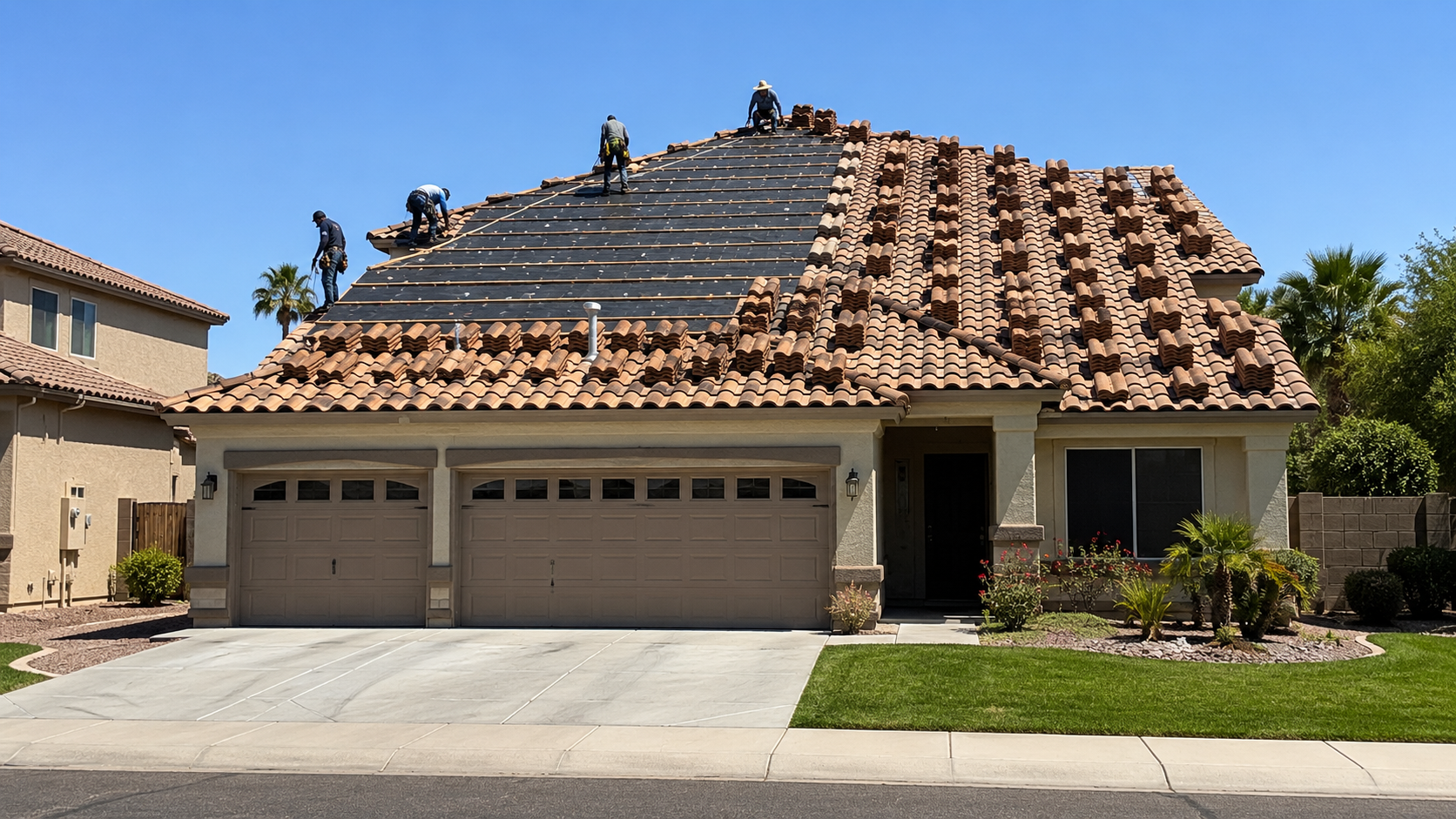Tile roof underlayment replacement on an Arizona home